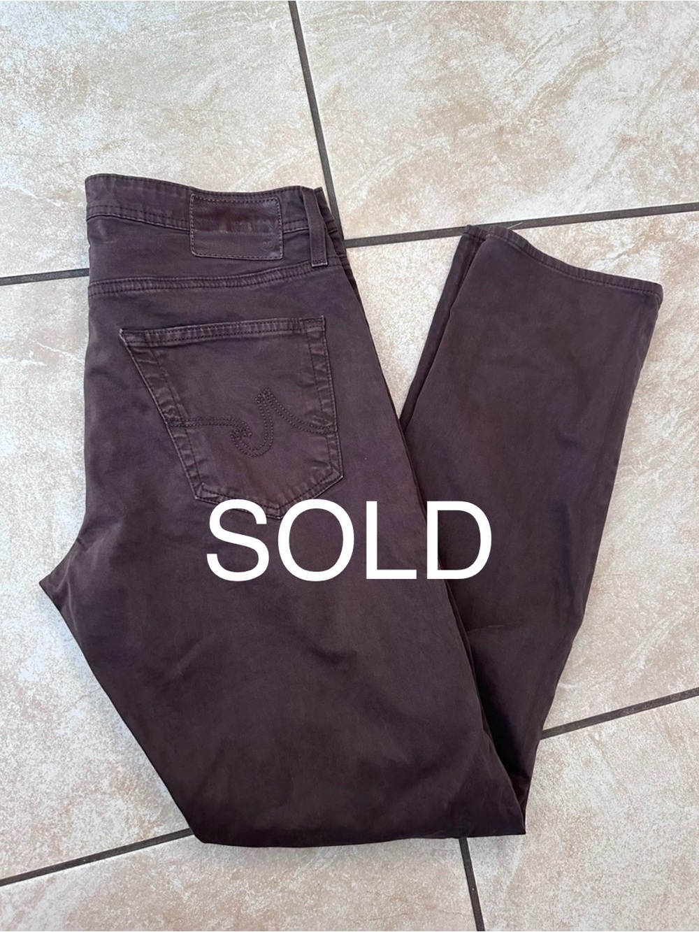 SOLD Ag Adriano GoldschmiedDark Brown The Graduate Tailored Leg Pants